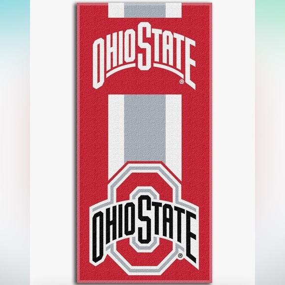 OHIO STATE Buckeys/ NWT/ Northwest NCAA Unisex BEACH TOWEL/ Red and Gray - Picture 1 of 5